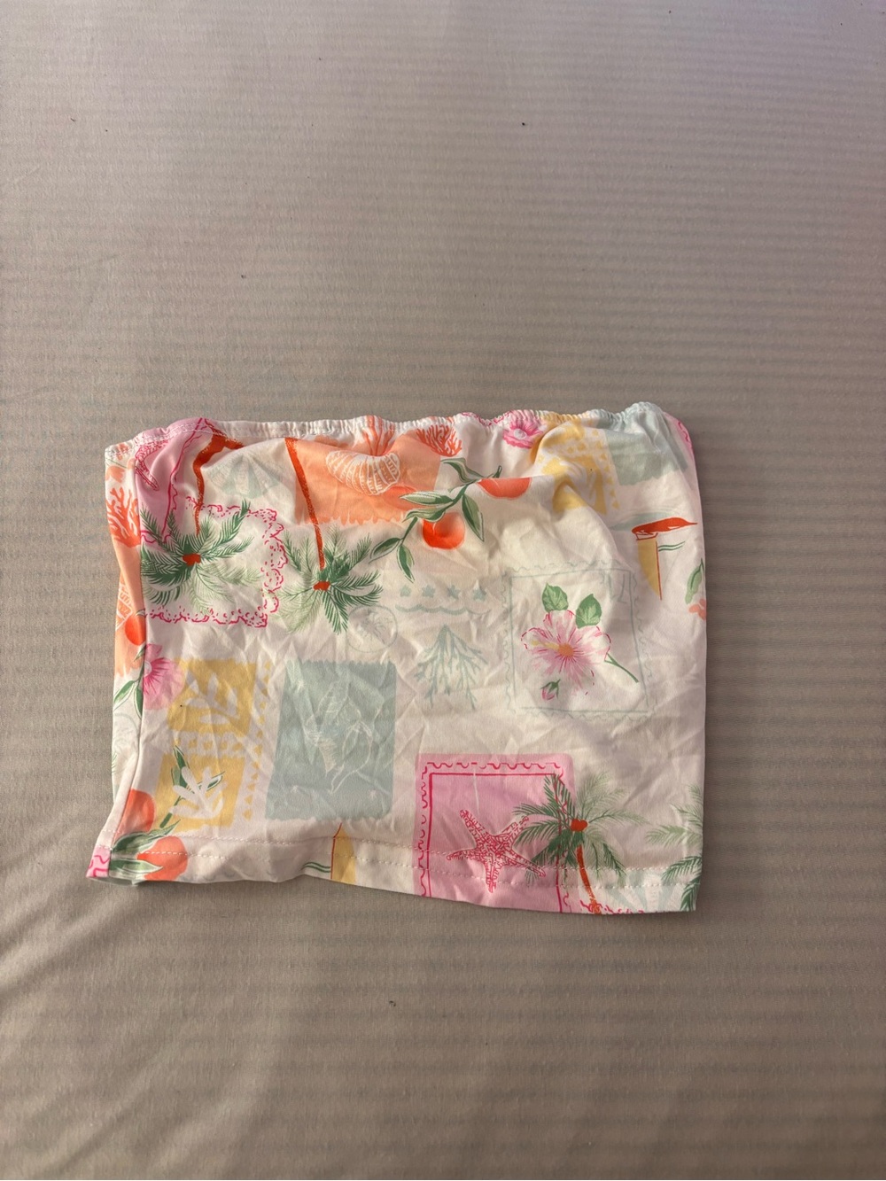 SHEIN High-Waist Tropical Patchwork Shorts - Pink, Orange & Green